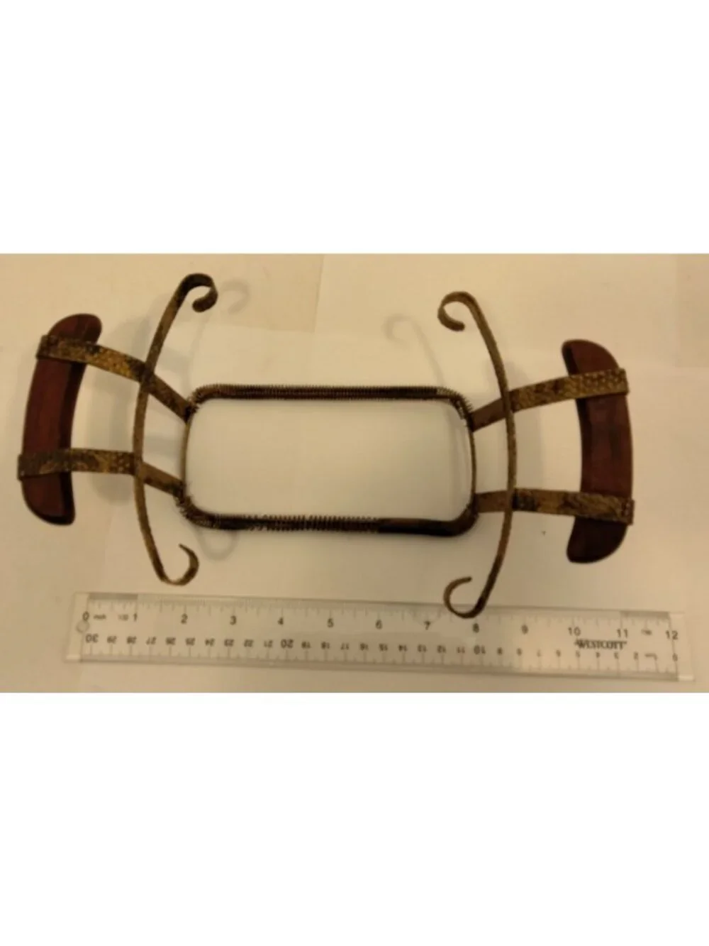 Vintage Planter Holder Wood Handles Rectangle Expands Stand Rack Metal